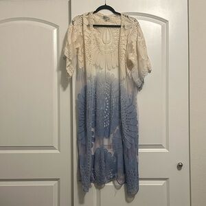 Rebellion Cream and Blue Lace Duster